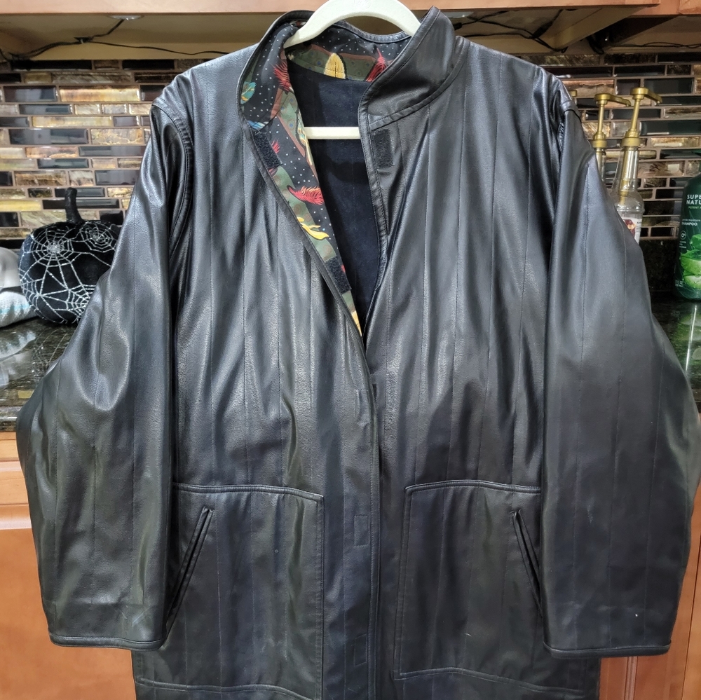 Reversible faux leather/ suede jacket